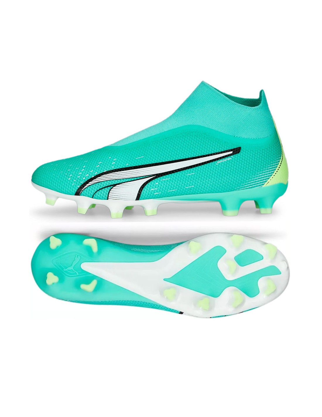 Puma Παιδικά Ποδοσφαιρικά Παπούτσια Ψηλά Ultra Match με Τάπες και Καλτσάκι Χωρίς Κορδόνια Πράσινα 107243-0340